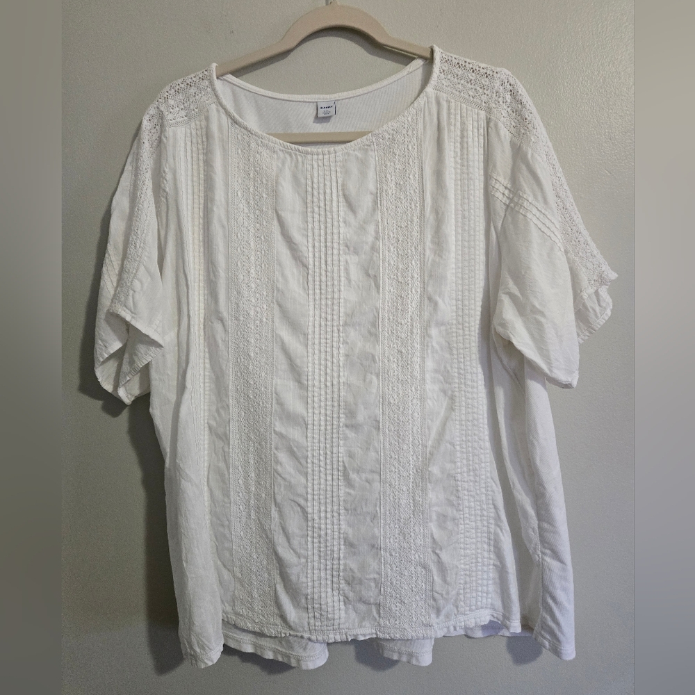 Old Navy White Lace-Front XXL Blouse